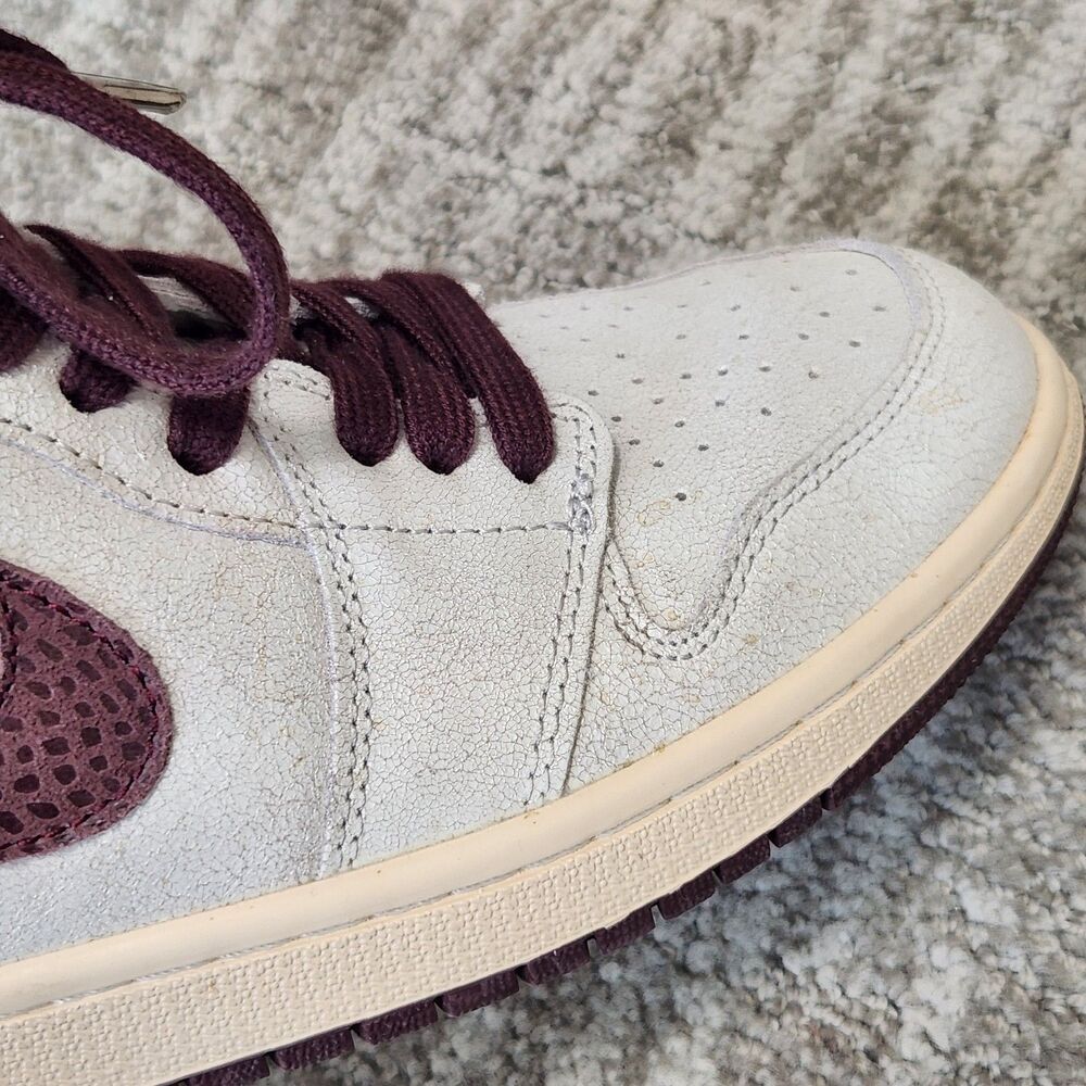 Nike men Air Jordan 1 x A Ma Maniére sail & burgundy hi-top sneakers size 10.5 - Picture 6 of 12